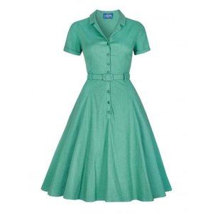 Collectif Caterina Swing Dress Plain Mint Green